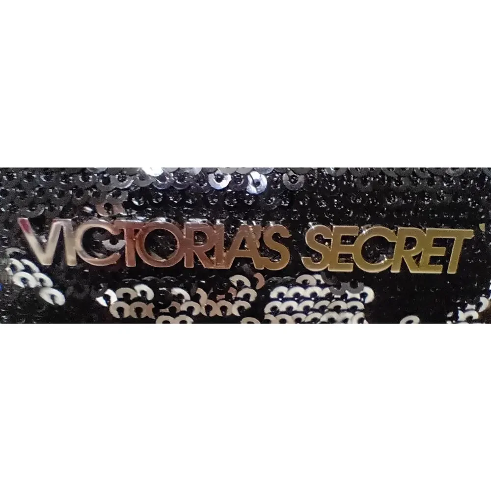 VICTORIA'S SECRET Black Sequin Double Zipper Evening Bag - NWOT